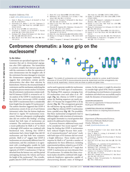 Centromere Chromatin: a Loose Grip on the Nucleosome?