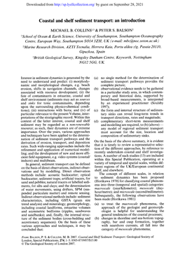 Coastal and Shelf Sediment Transport: an Introduction