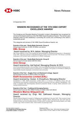 8Th Hsbc Export Excellence Awards’