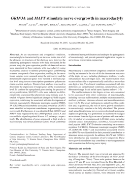 GRIN3A and MAPT Stimulate Nerve Overgrowth in Macrodactyly