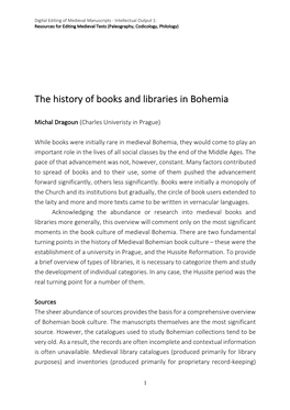 The History of Books and Libraries in Bohemia