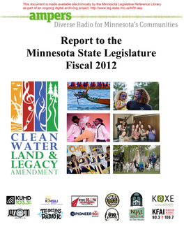 Report to the Minnesota State Legislature Fiscal 2012