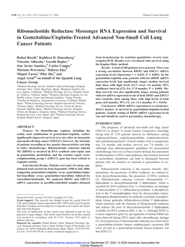 Ribonucleotide Reductase Messenger RNA Expression and Survival in Gemcitabine/Cisplatin-Treated Advanced Non-Small Cell Lung Cancer Patients