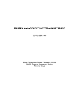 Marten Management System and Database