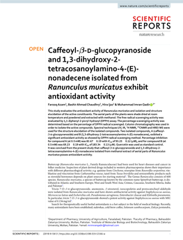 Nonadecene Isolated from Ranunculus Muricatus Exhibit Antioxidant Activity Farooq Azam1, Bashir Ahmad Chaudhry2, Hira Ijaz1 & Muhammad Imran Qadir 3*