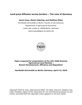 Land Price Diffusion Across Borders–The Case of Germany