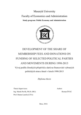 Development of the Share of Membership Fees and Donations On