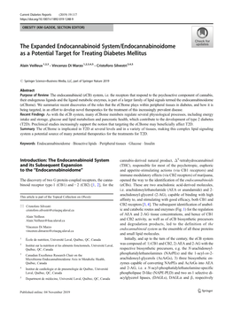 The Expanded Endocannabinoid System/Endocannabinoidome As a Potential Target for Treating Diabetes Mellitus