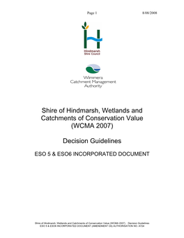 Shire of Hindmarsh, Wetlands and Catchments of Conservation Value (WCMA 2007)