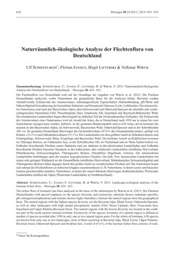 Naturräumlich-Ökologische Analyse Der Flechtenflora Von Deutschland