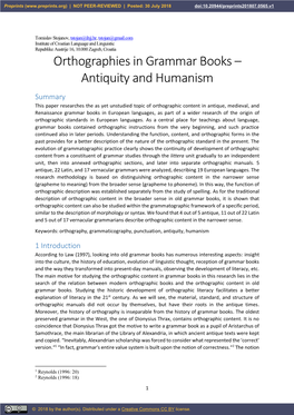 Orthographies in Grammar Books