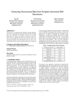 Extracting Unstructured Data from Template Generated Web Documents