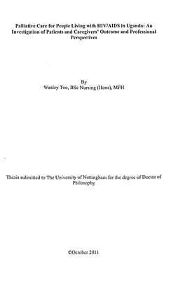 Palliative Care for People Living with HIV/AIDS in Uganda: an Investigation of Patients and Caregivers' Outcome and Professional Perspectives