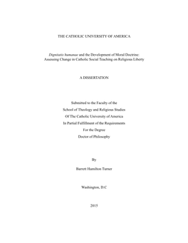 Dignitatis Humanae and the Development of Moral Doctrine: Assessing Change in Catholic Social Teaching on Religious Liberty