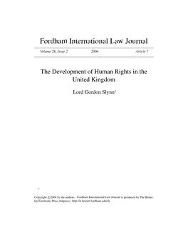 The Development of Human Rights in the United Kingdom