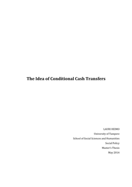 The Idea of Conditional Cash Transfers