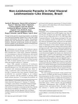 Non-Leishmania Parasite in Fatal Visceral Leishmaniasis–Like Disease, Brazil