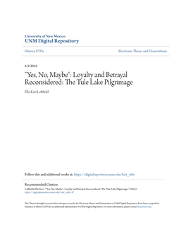 Loyalty and Betrayal Reconsidered: the Tule Lake Pilgrimage