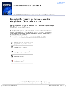 Exploring the Reasons for the Seasons Using Google Earth, 3D Models, and Plots