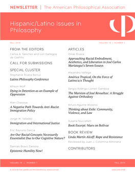 Hispanic/Latino Issues in Philosophy