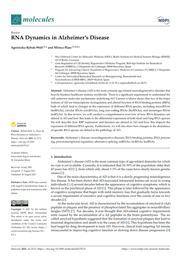 RNA Dynamics in Alzheimer's Disease