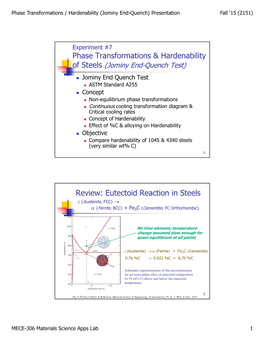 Phase Transformations / Hardenability (Jominy End-Quench)