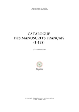 Catalogue Des Manuscrits Français 1-198