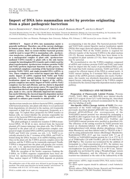 Import of DNA Into Mammalian Nuclei by Proteins Originating from a Plant Pathogenic Bacterium