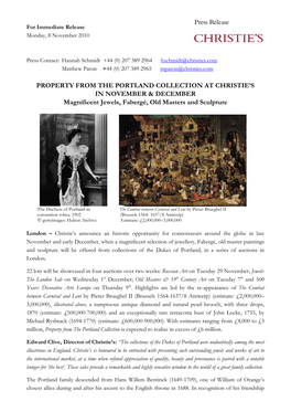 Property from the Portland Collection at Christie's In
