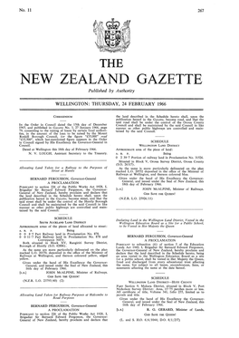 NEW ZEALAND GAZETTE Published by Authority