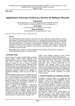 Applications of Access Control As a Service for Software Security