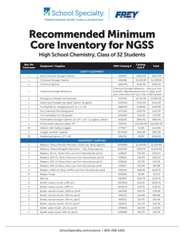 2020 NGSS High School Chemistry Supply List