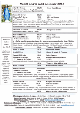 Messes Pour Le Mois De Février 203-6