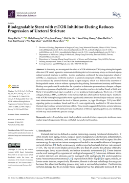 Biodegradable Stent with Mtor Inhibitor-Eluting Reduces Progression of Ureteral Stricture