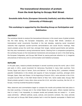 The Transnational Dimension of Protest: from the Arab Spring to Occupy Wall Street