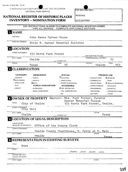 National Register of Historic Places Inventory -- Nomination Form Date Entered