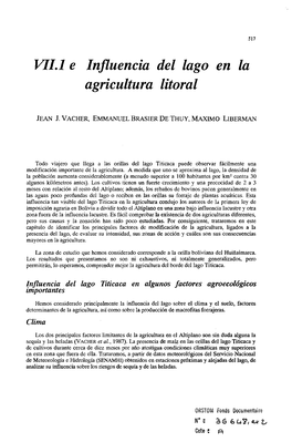 Influencia Del Lago En La Agricultura Litoral