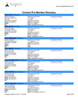 Ohio House of Representatives Member Directory