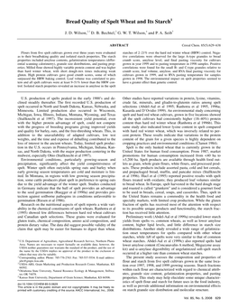 Bread Quality of Spelt Wheat and Its Starch1