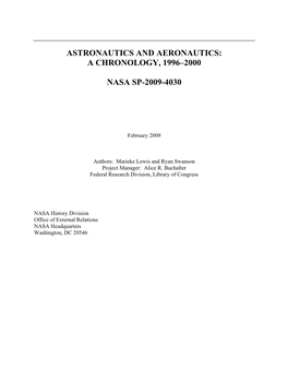 Astronautics and Aeronautics: a Chronology, 1996-2000