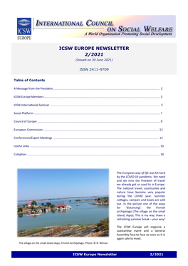 ICSW EUROPE NEWSLETTER 2/2021 (Issued on 30 June 2021)