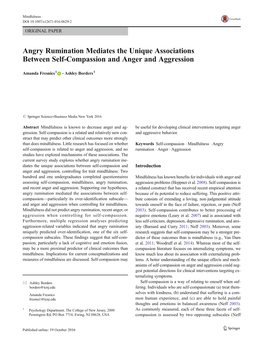 Angry Rumination Mediates the Unique Associations Between Self-Compassion and Anger and Aggression