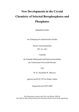 New Developments in the Crystal Chemistry of Selected Borophosphates and Phosphates