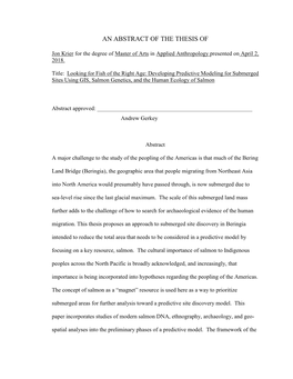 Looking for Fish of the Right Age: Developing Predictive Modeling for Submerged Sites Using GIS, Salmon Genetics, and the Human Ecology of Salmon