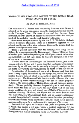 Notes on the Probable Course of the Roman Road from Lympne to Dover