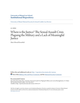 The Sexual Assault Crisis Plaguing the Military and a Lack of Meaningful Justice, 4 U