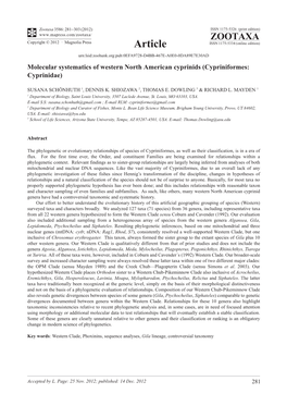 Molecular Systematics of Western North American Cyprinids (Cypriniformes: Cyprinidae)