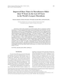 Improved Race Times in Marathoners Older Than 75 Years in the Last 25 Years in the World's Largest Marathons