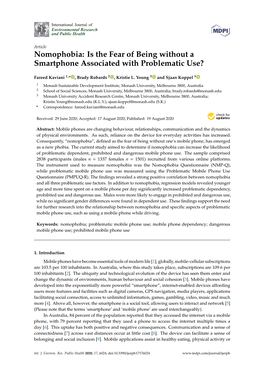 Nomophobia: Is the Fear of Being Without a Smartphone Associated with Problematic Use?