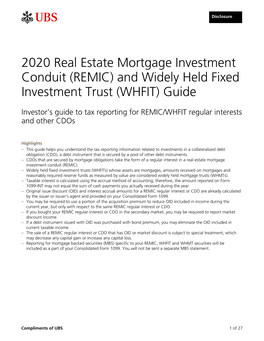 2020 Real Estate Mortgage Investment Conduit (REMIC) and Widely Held Fixed Investment Trust (WHFIT) Guide